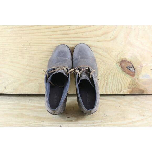 Sperry Boots Top-Sider Womens Sz 9.5 Stella Prow Gray Leather Wedge Ankle Bootie - Picture 2 of 7